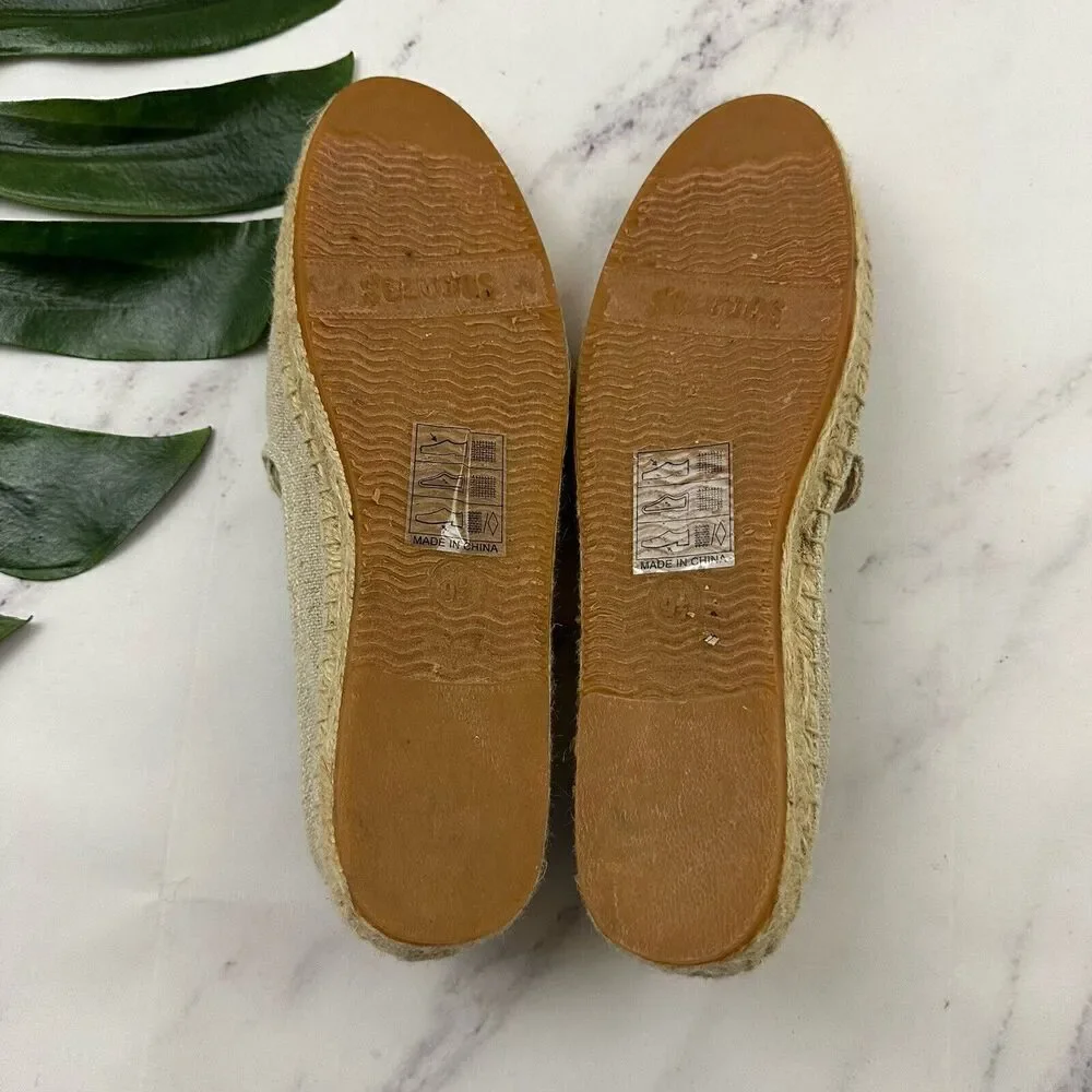 Soludos Womens Pride Flag Embellished Espadrille Flats Size 9.5 Cream Slip On